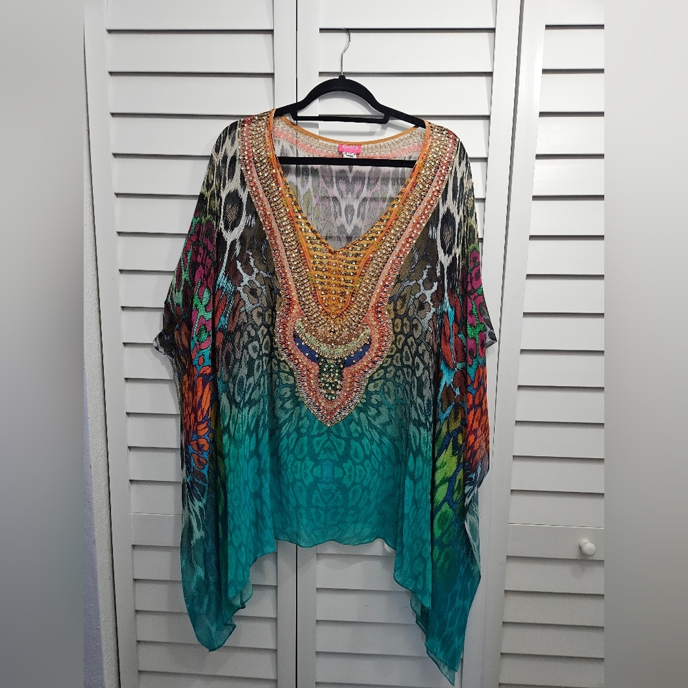 Colorful Sheer Kaftan/tunic M